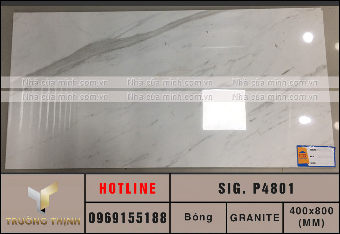 Gạch ốp tường 400x800 Eurotile Hải Phong SIG. P4801 vân đá màu trắng