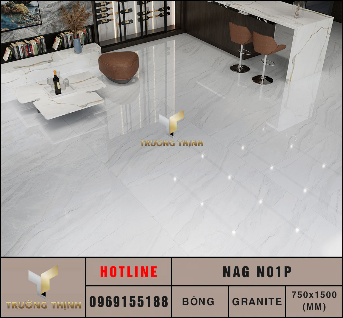 Ảnh mẫu gạch tấm lớn 750x1500 Eurotile Nam Giao NAG N01P