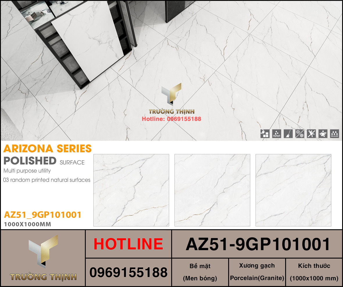 Gạch lát nền 1000x1000 Viglacera AZ51-9GP101001