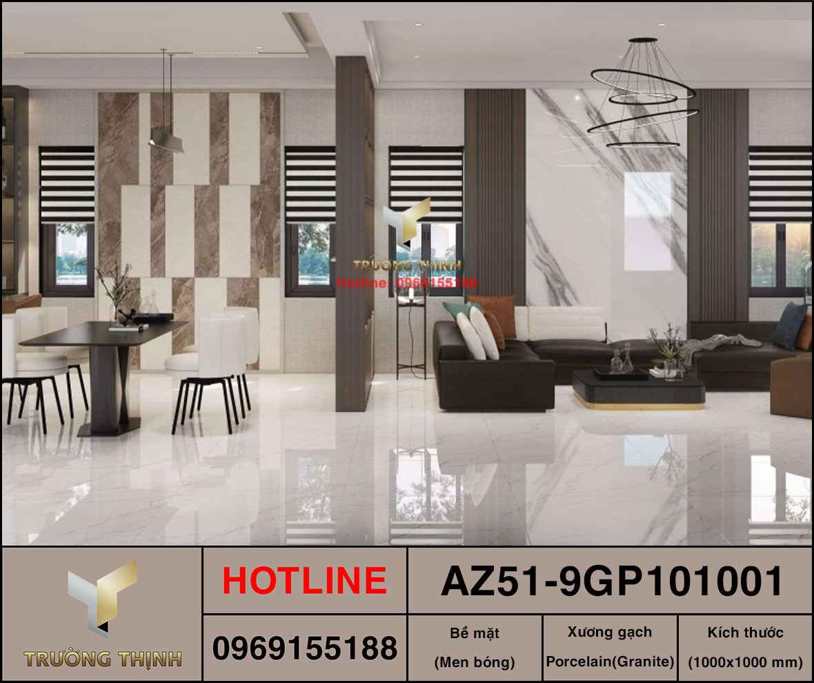 Gạch lát khổ lớn vân đá 1000x1000 Viglacera AZ51-9GP101001
