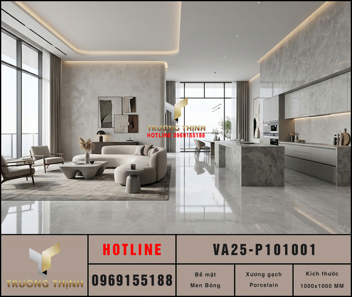 Gạch lát nền khổ lớn bóng kiếng Viglacera VA25-P101001 (1000x1000)