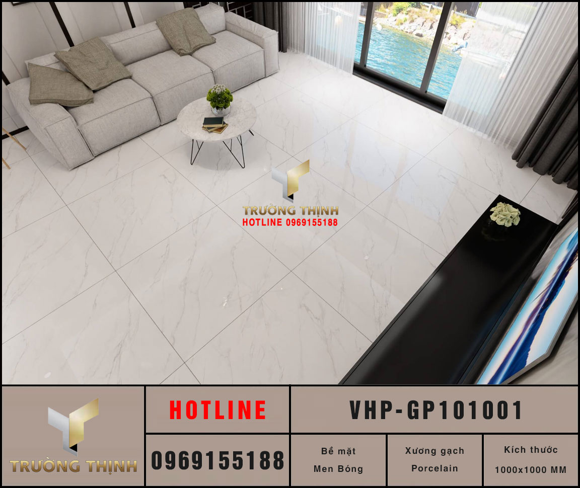Gạch lát nền trắng vân mây 1000x1000 Viglacera VHP-GP101001: Biểu Tượng Sang Trọng Cho Không Gian Đẳng Cấp