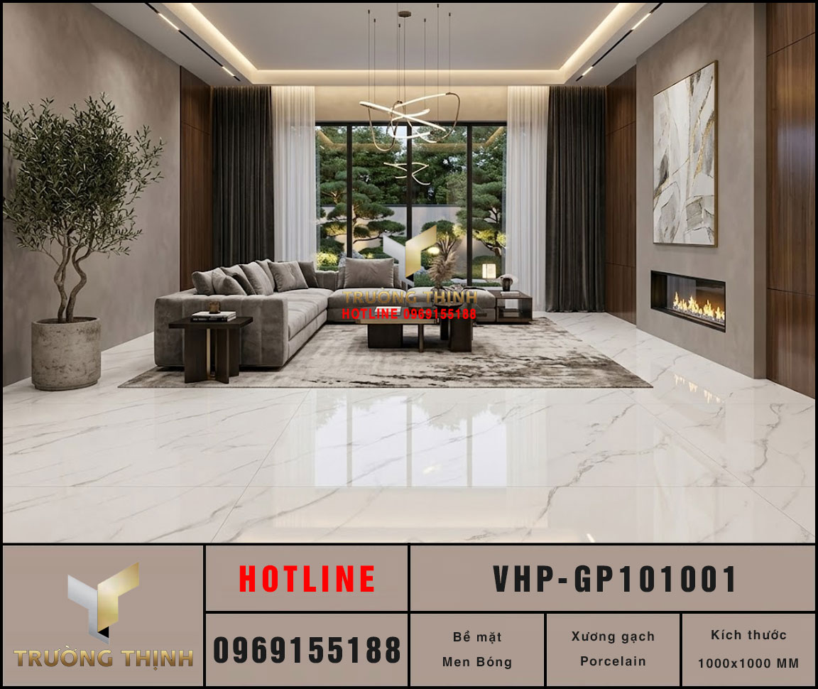 Gạch lát nền trắng vân mây 1000x1000 Viglacera VHP-GP101001 chính hãng, giá tốt