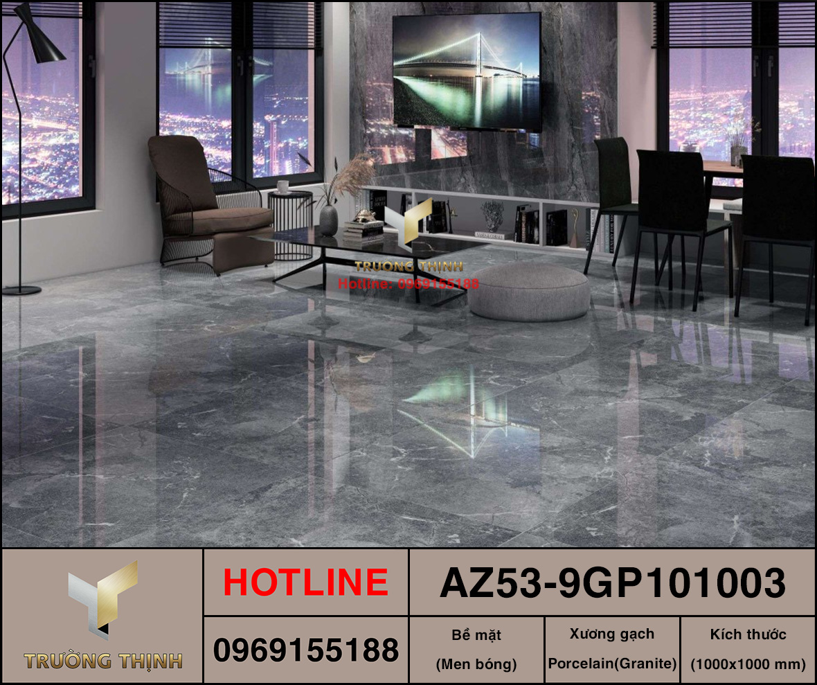 Gạch lát nền vân đá màu xám 1000x1000 Viglacera AZ53-9GP101003 - Giá Tốt, Chất Lượng Cao