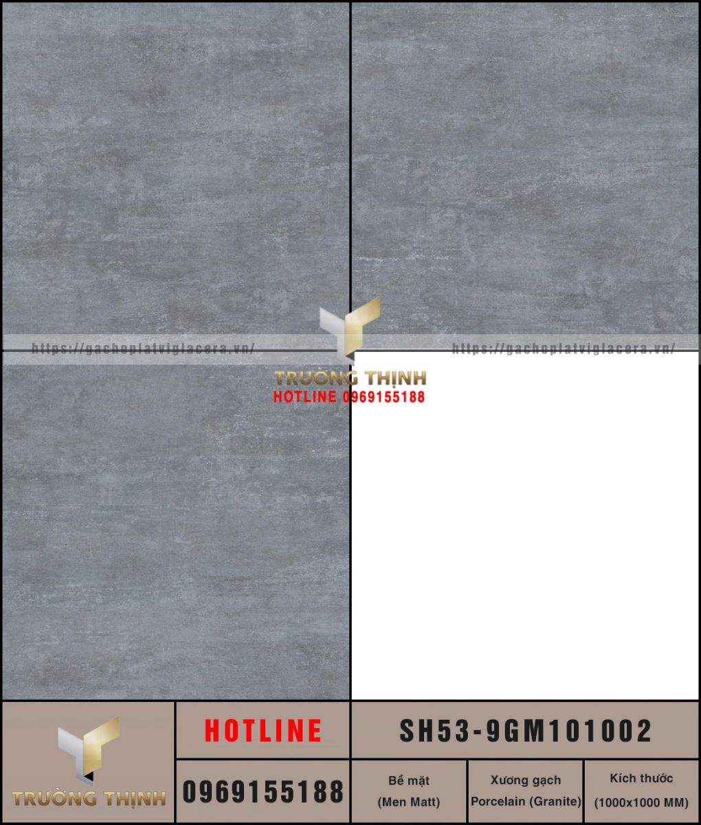 Gạch lát nền vân xi măng 1000x1000 Viglacera SH53-9GM101002 – Đỉnh cao kiến trúc hiện đại