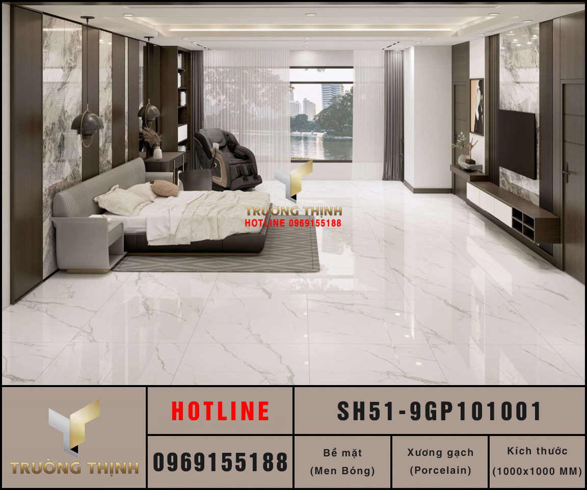 Gạch trắng khói vân mây 1000x1000 Viglacera SH51-9GP101001 vân đá
