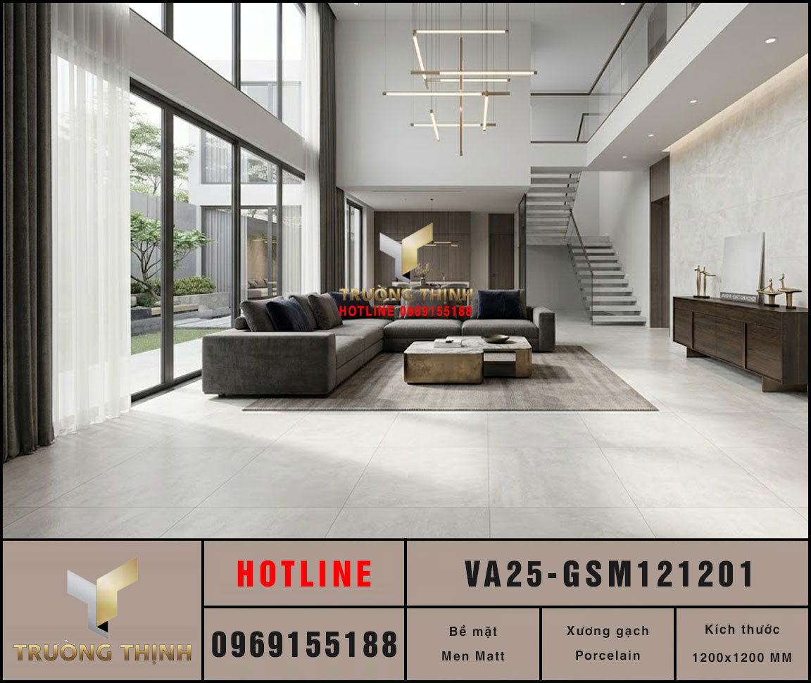 Gạch lát nền granite tấm lớn 1200x1200mm Viglacera VA25-GSM121201: Đẳng cấp kiến trúc hiện đại