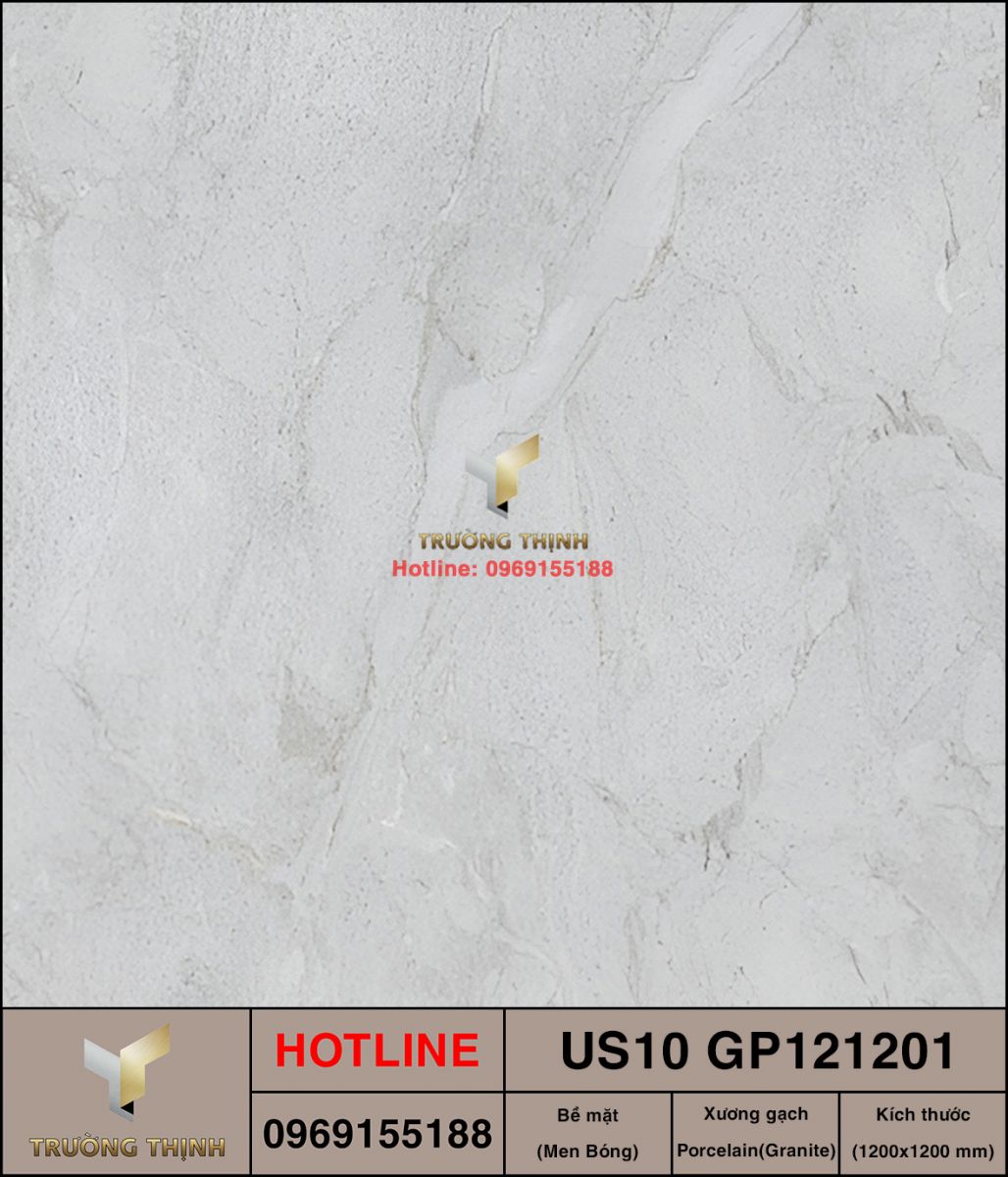 Gạch Lát Nền 1200x1200 Viglacera US10-GP121201 Màu Ghi Sáng, Vân Đá - Trường Thịnh Group