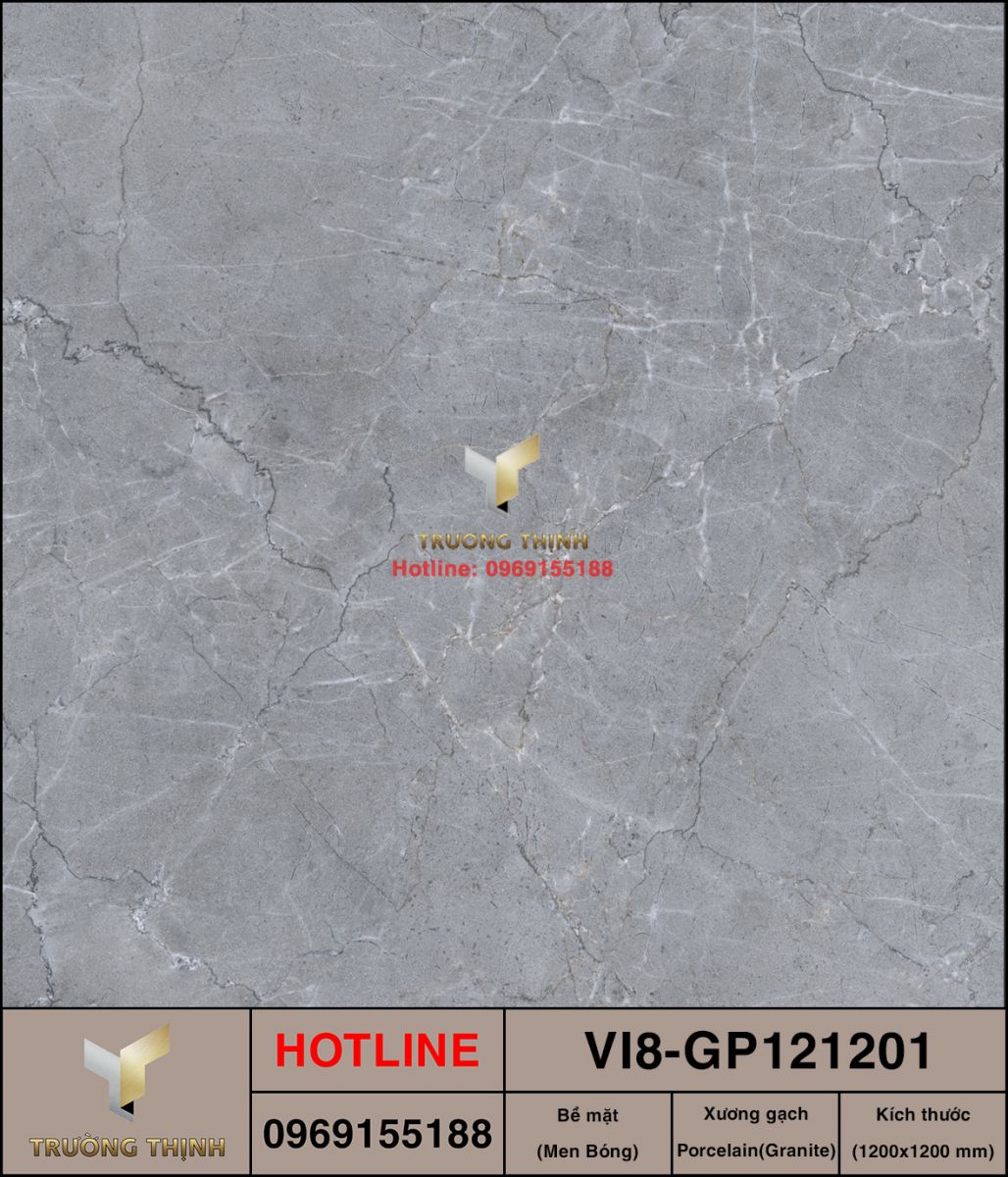 Gạch lát nền tấm lớn vân đá 1200x1200 Viglacera | VI8-GP121201