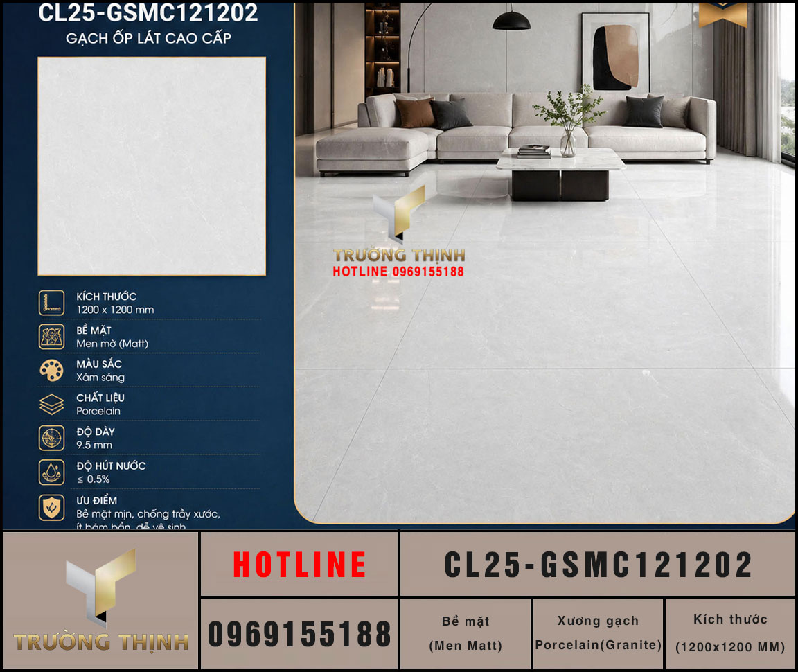 Gạch Viglacera Cửu Long CL25-GSMC121202 1200x1200mm | Trường Thịnh