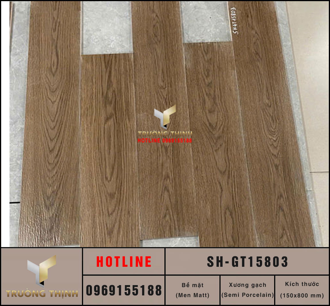 Gạch lát nền Semi Porcelain vân gỗ Viglacera SH-GT15803 | Chính hãng Trường Thịnh