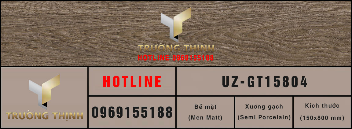 Gạch lát nền vân gỗ 150x800 Viglacera UZ-GT15804 - Màu nâu đậm sang trọng