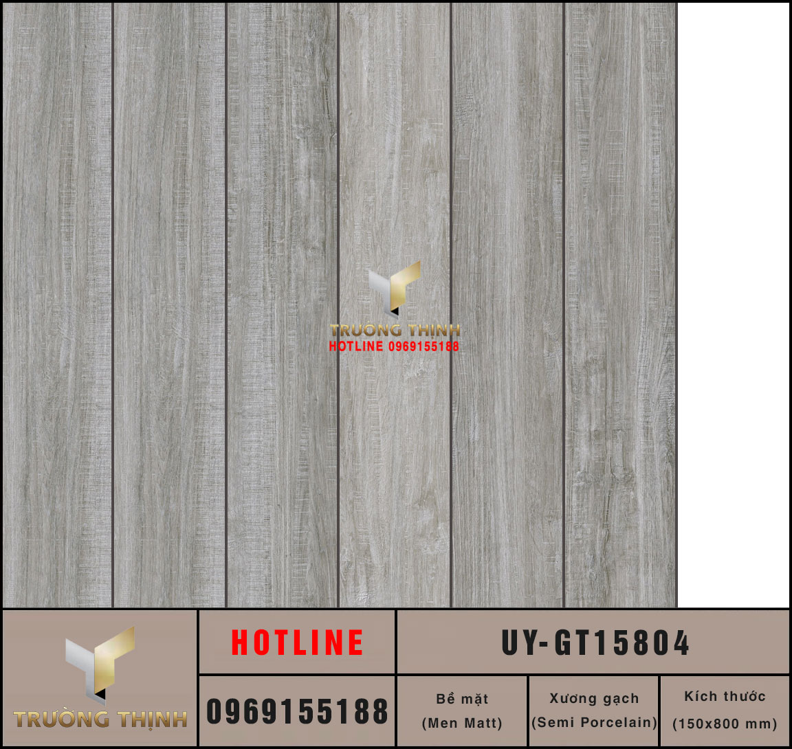 Gạch lát nền vân gỗ 150x800 Viglacera màu nâu đất UY-GT15804