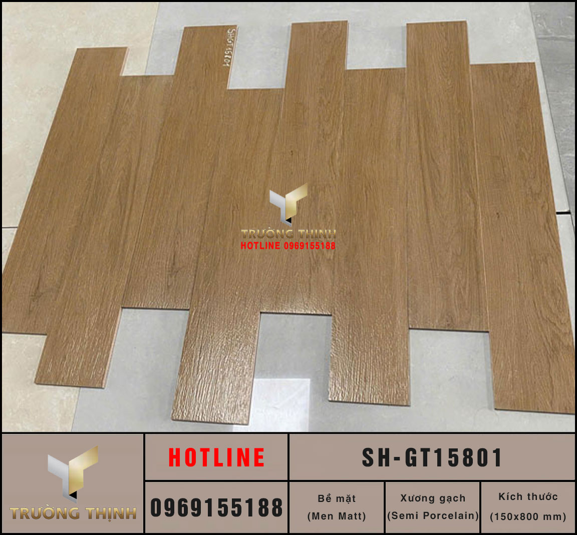 Gạch lát nền vân gỗ màu be Viglacera SH-GT15801 - Chính hãng, Giá tốt