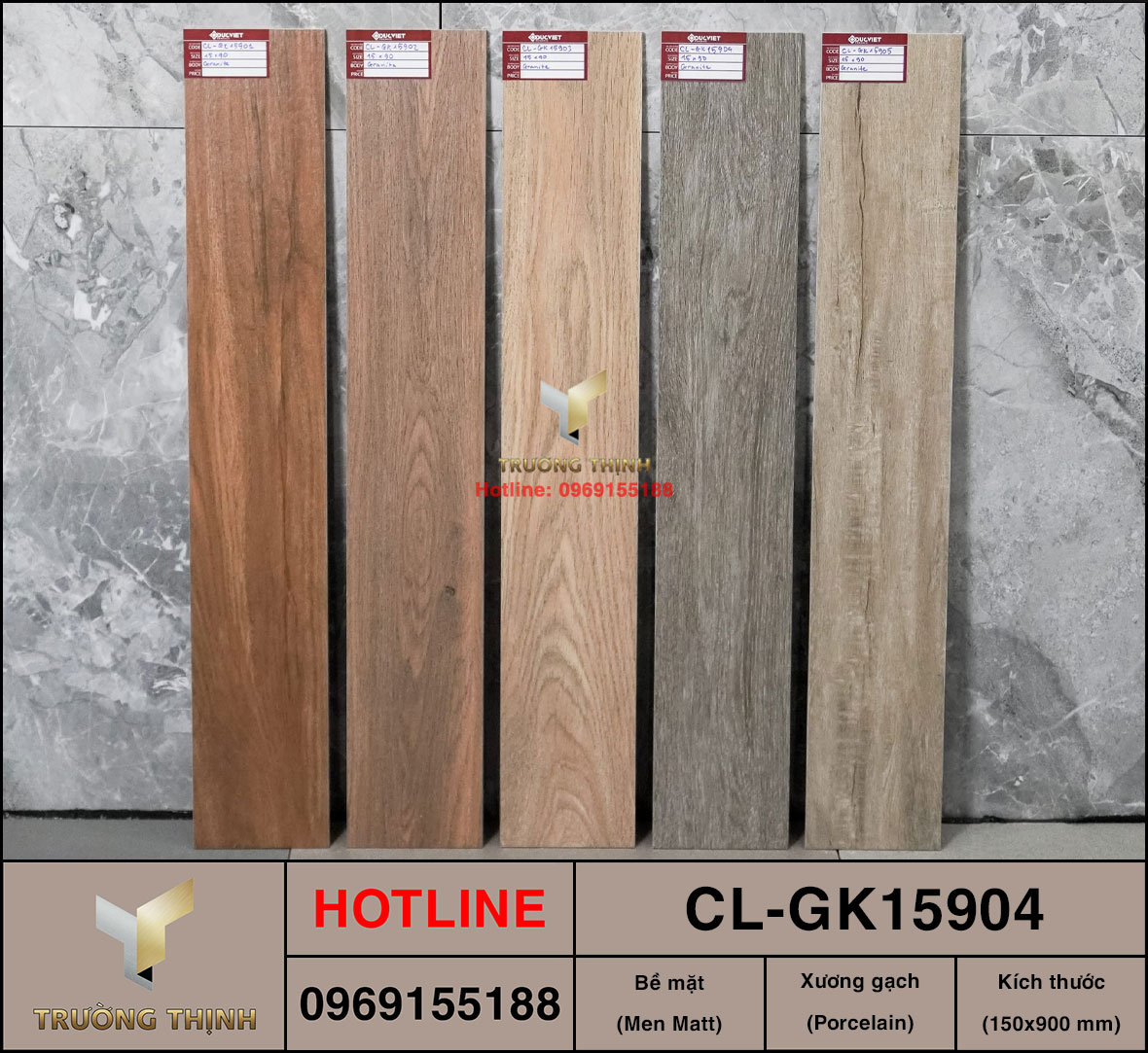 Gạch vân gỗ 150x900 Viglacera Cửu Long CL-GK15904