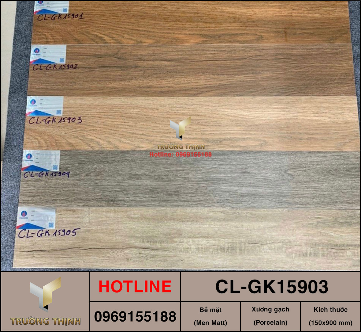 Gạch vân gỗ 150x900 Viglacera Cửu Long CL-GK15903