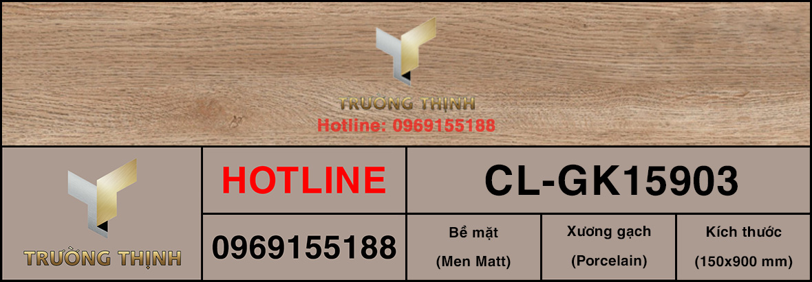 Gạch vân gỗ 150x900 Viglacera Cửu Long CL-GK15903