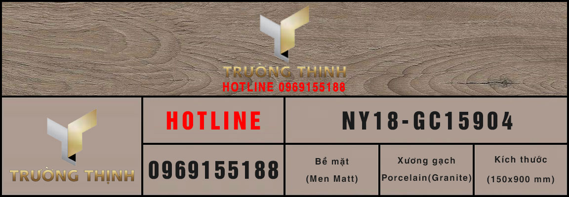 Gạch lát nền giả gỗ màu nâu đất 150x900 Viglacera NY18-GC15904: Đỉnh cao của sự sang trọng và bền bỉ