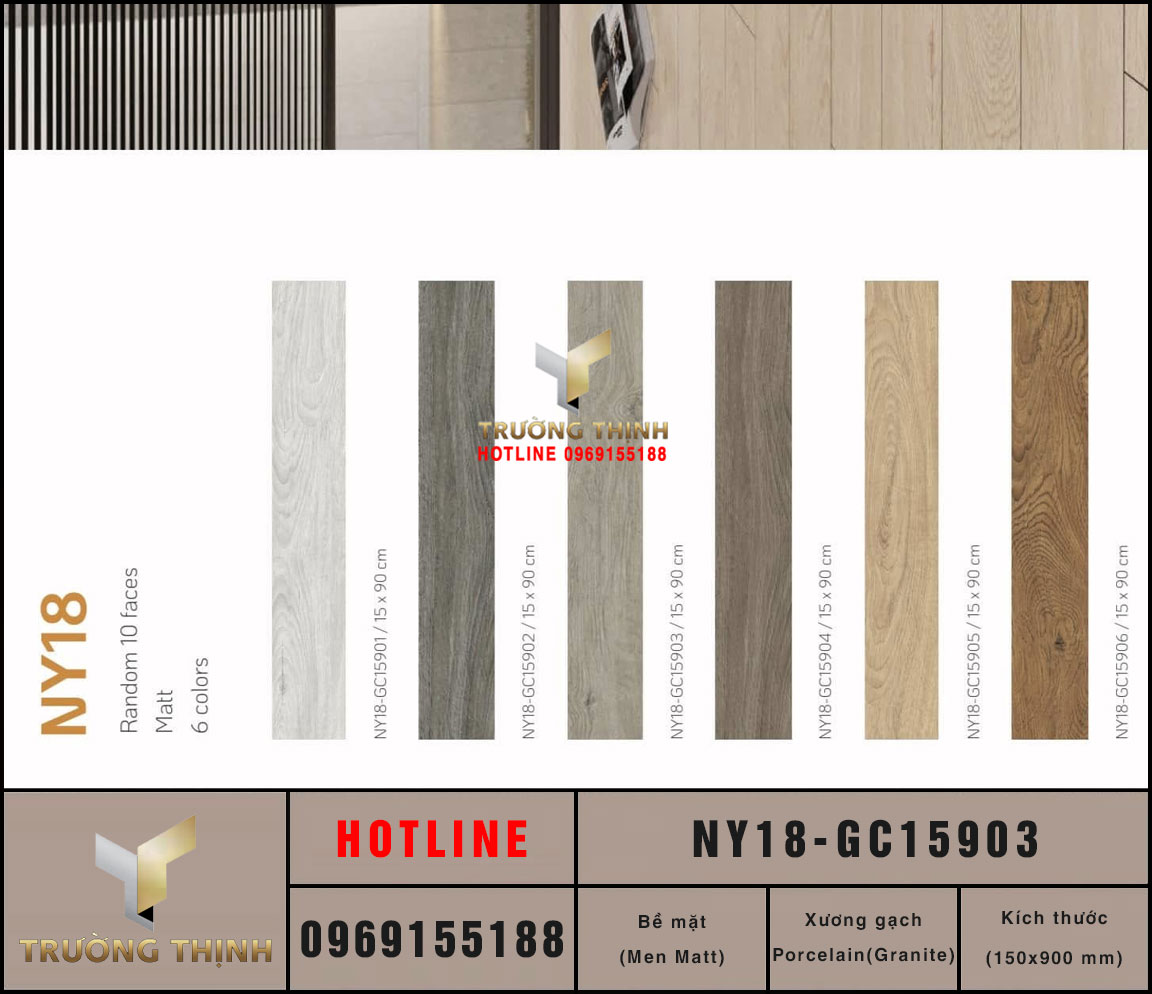 Gạch lát nền giả gỗ màu nâu nhạt 150x900 Viglacera NY18-GC15903: Sự giao thoa giữa nét cổ điển và hiện đại