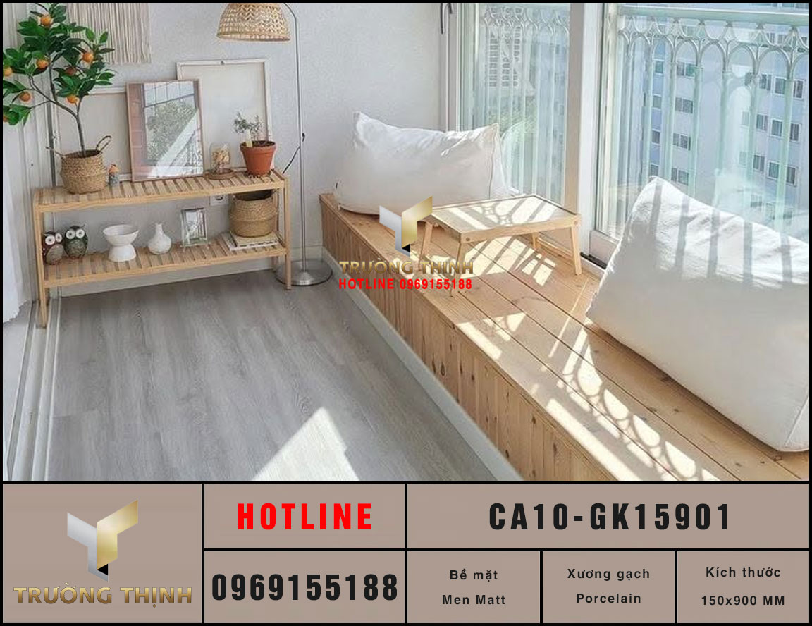 Gạch lát nền Viglacera CA10-GK15901 150x900 Vân Gỗ Ghi Trắng Cao Cấp