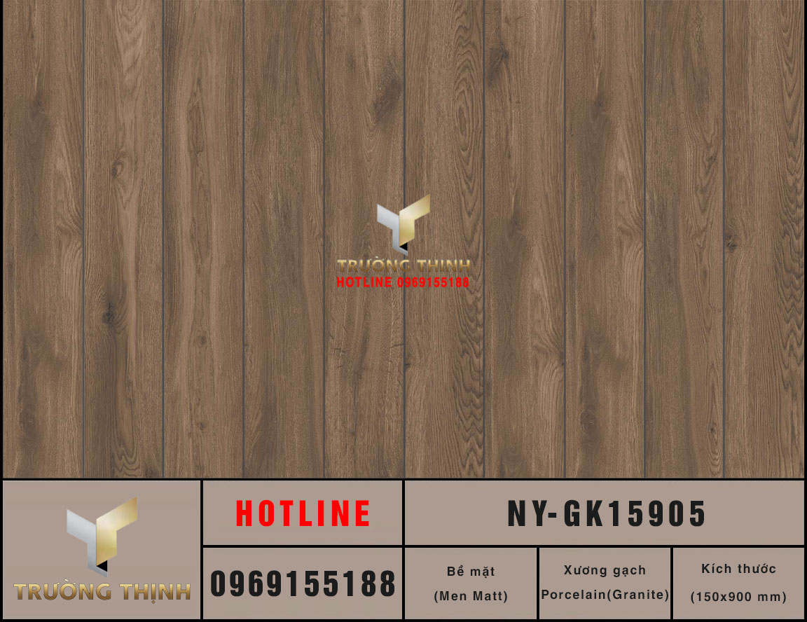 Gạch lát nền granite vân gỗ màu nâu đậm 150x900 Viglacera NY GK15905: Đẳng cấp không gian sống hiện đại