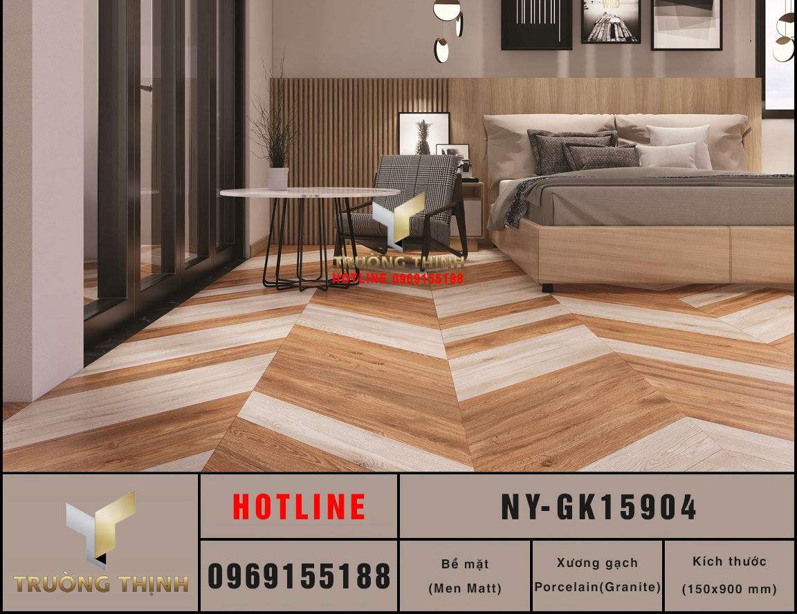 Gạch lát nền Granite vân gỗ Viglacera NY GK15904 150x900 - Sang trọng & Bền bỉ