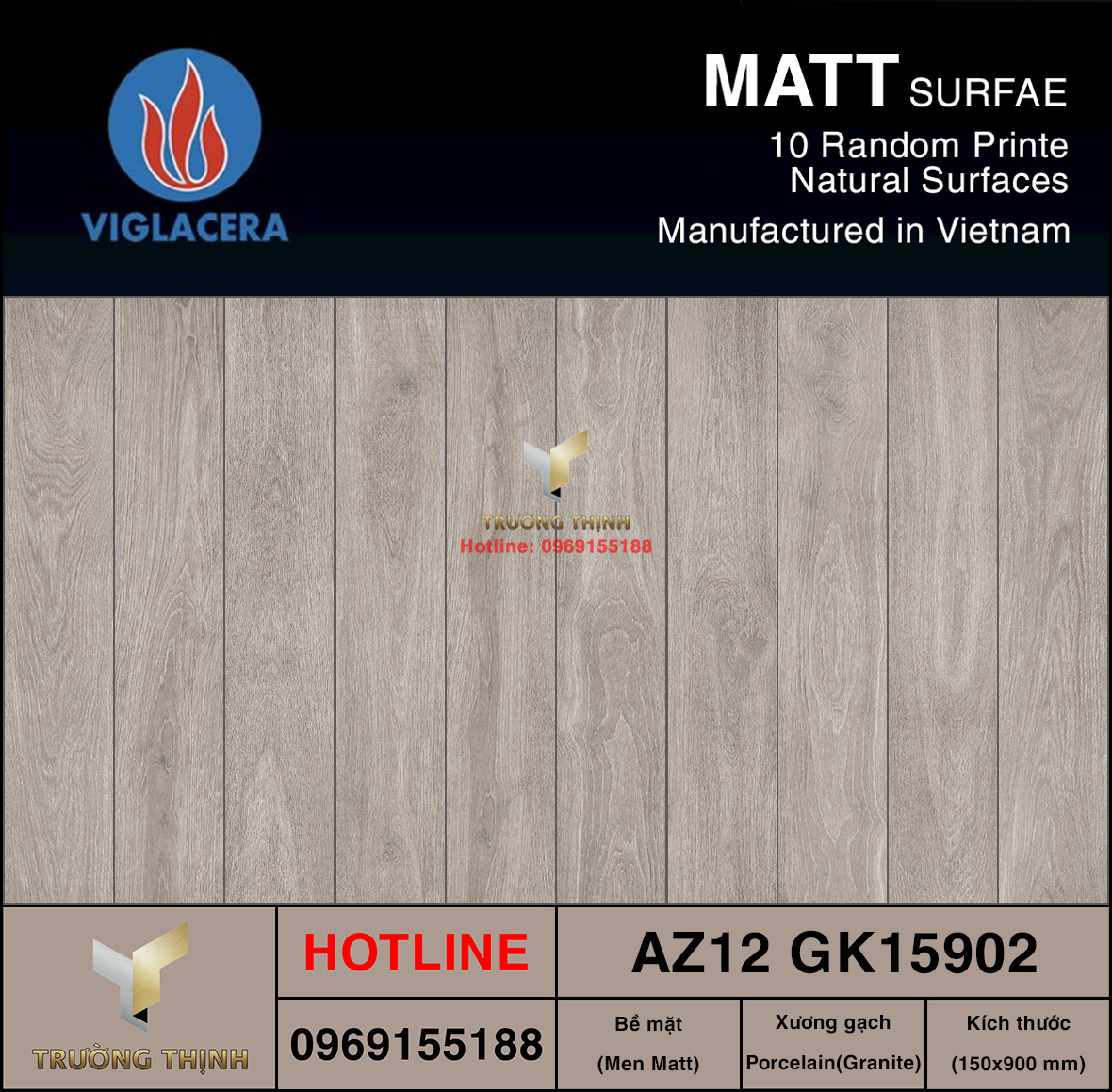 Gạch Lát Nền Vân Gỗ 150x900 Viglacera AZ12-GK15902 - Sang Trọng, Bền Đẹp