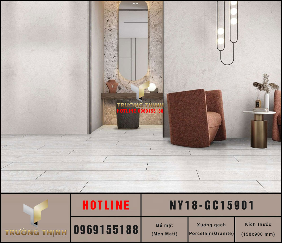 Gạch vân gỗ Viglacera NY18-GC15901 150x900 Men Matt Cao Cấp