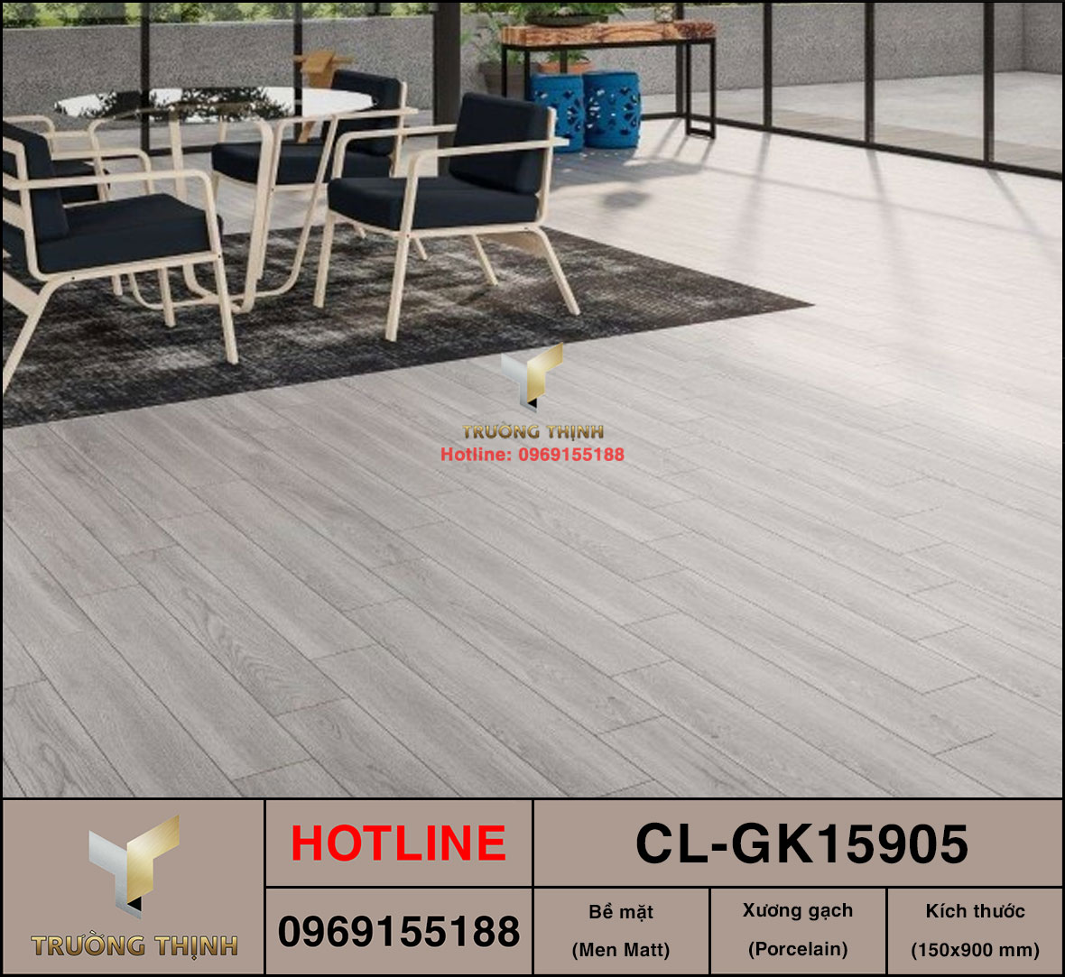 Gạch vân gỗ 150x900 Viglacera Cửu Long CL-GK15905