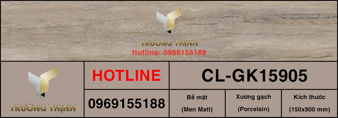 Gạch vân gỗ 150x900 Viglacera Cửu Long CL-GK15905