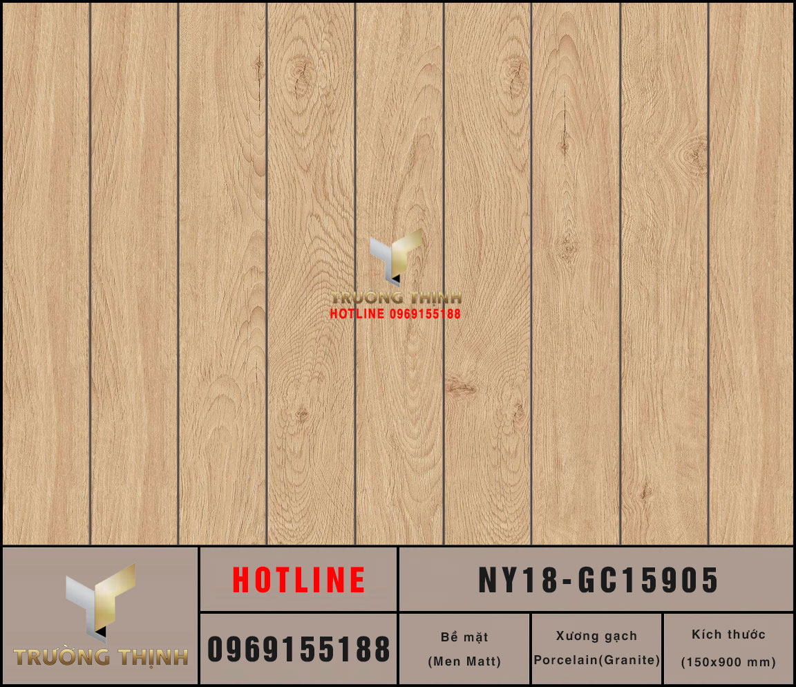 Gạch ốp lát granite vân gỗ màu nâu vàng 150x900 Viglacera NY18-GC15905: Vẻ đẹp vượt thời gian