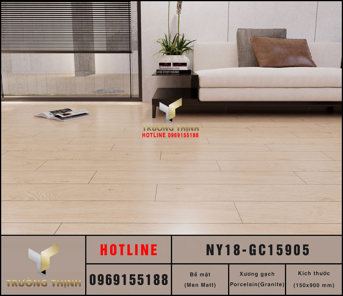 Gạch Viglacera NY18-GC15905 15x90: Vân Gỗ Nâu Vàng Đẳng Cấp Mỹ