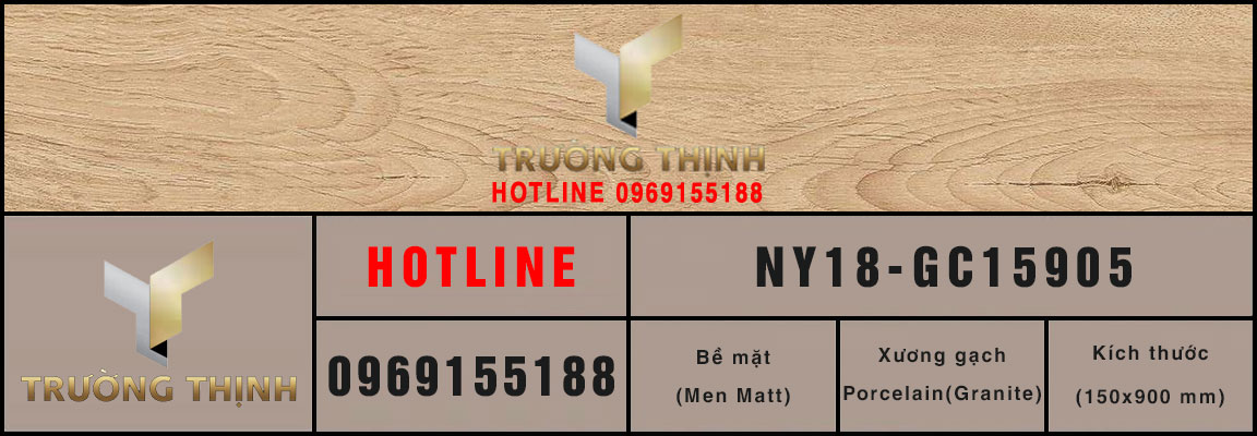 Gạch ốp lát granite vân gỗ màu nâu vàng 150x900 Viglacera NY18-GC15905: Vẻ đẹp vượt thời gian