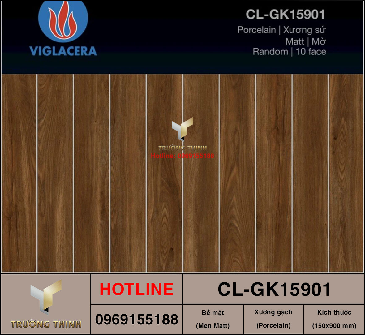Gạch vân gỗ 150x900 Viglacera Cửu Long CL-GK15901
