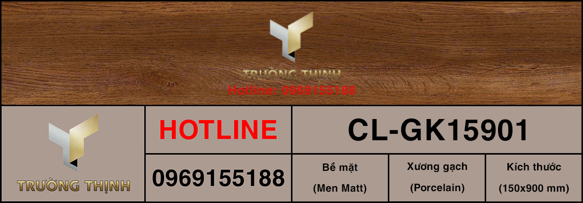 Gạch vân gỗ 150x900 Viglacera Cửu Long CL-GK15901
