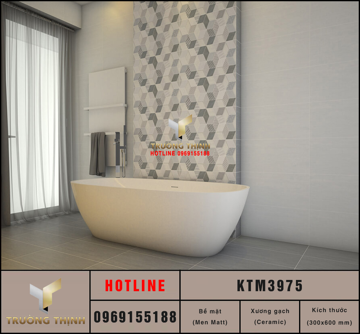 Gạch Ceramic men Matt 300x600 Viglacera KTM3975 giá rẻ