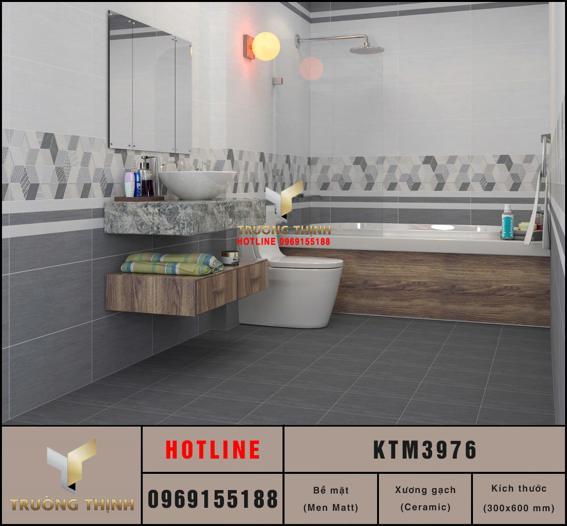 Gạch Ceramic vân đá sọc dưa 300x600 Viglacera KTM3976 | Báo giá chi tiết