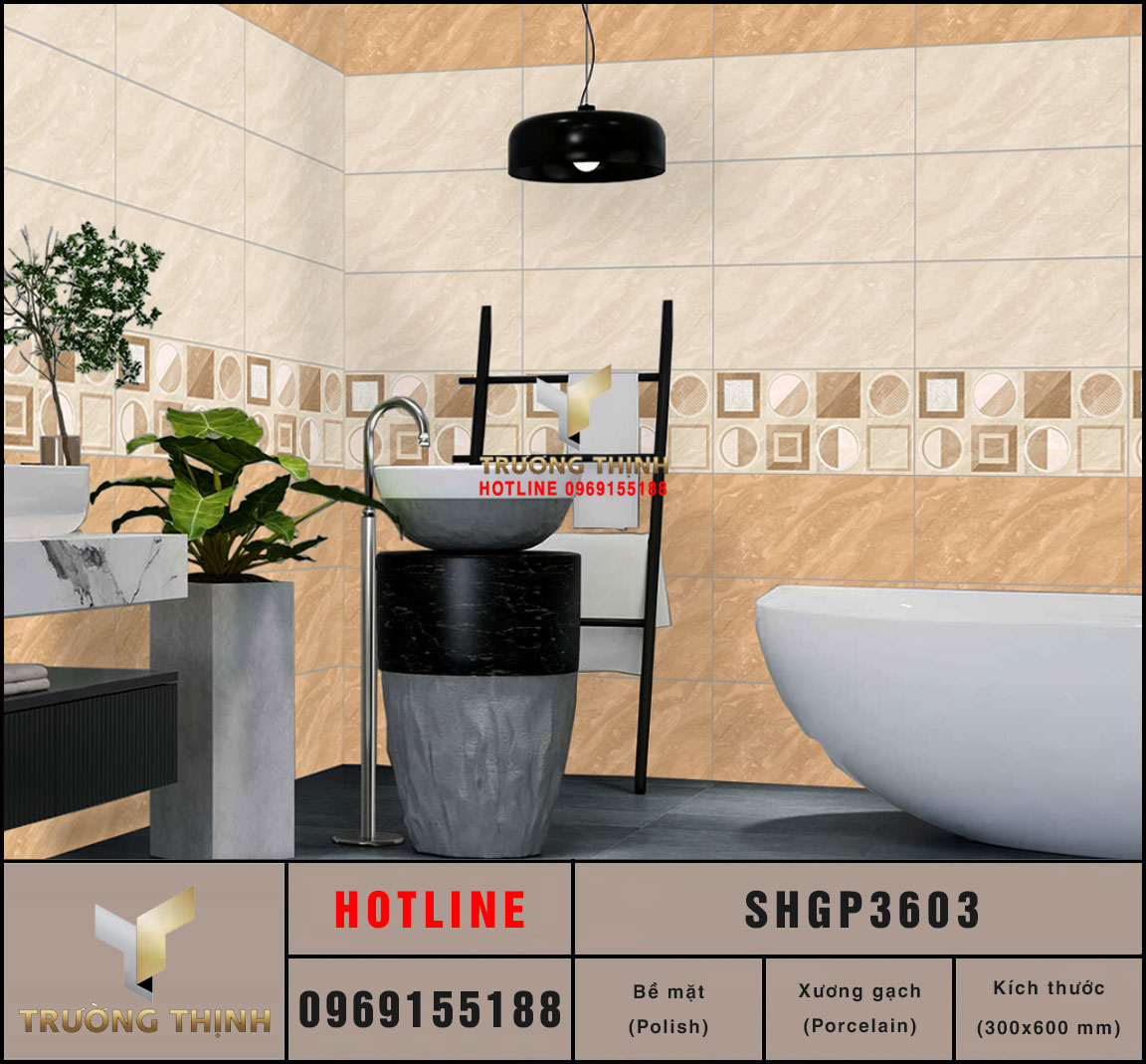 Gạch Porcelain 300x600 Viglacera Sông Hồng SHGP3603 vân đá