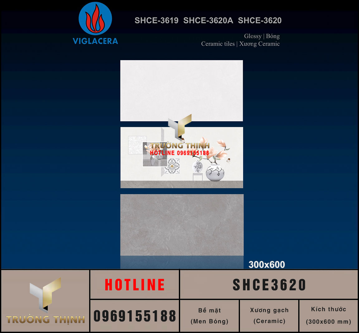 Gạch ceramic bóng kiếng 300x600 Viglacera SH-CE3620 vân đá