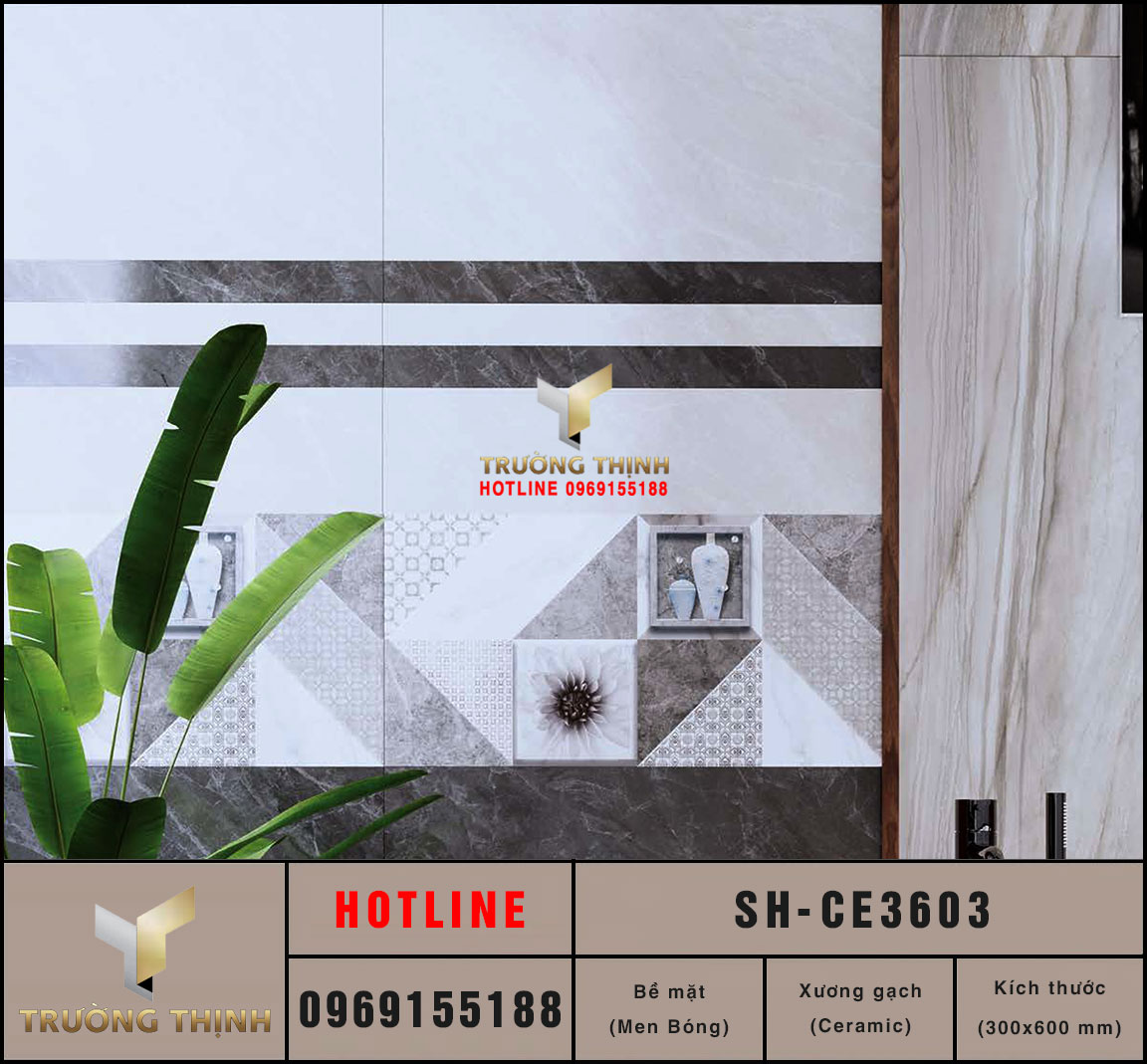 Gạch Ceramic men bóng 300x600 Viglacera Sông Hồng SH-CE3603 vân đá
