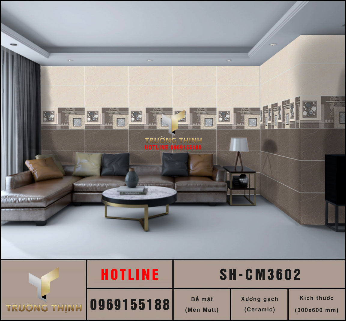 Gạch ốp tường 300x600 Viglacera Sông Hồng SH-CM3602