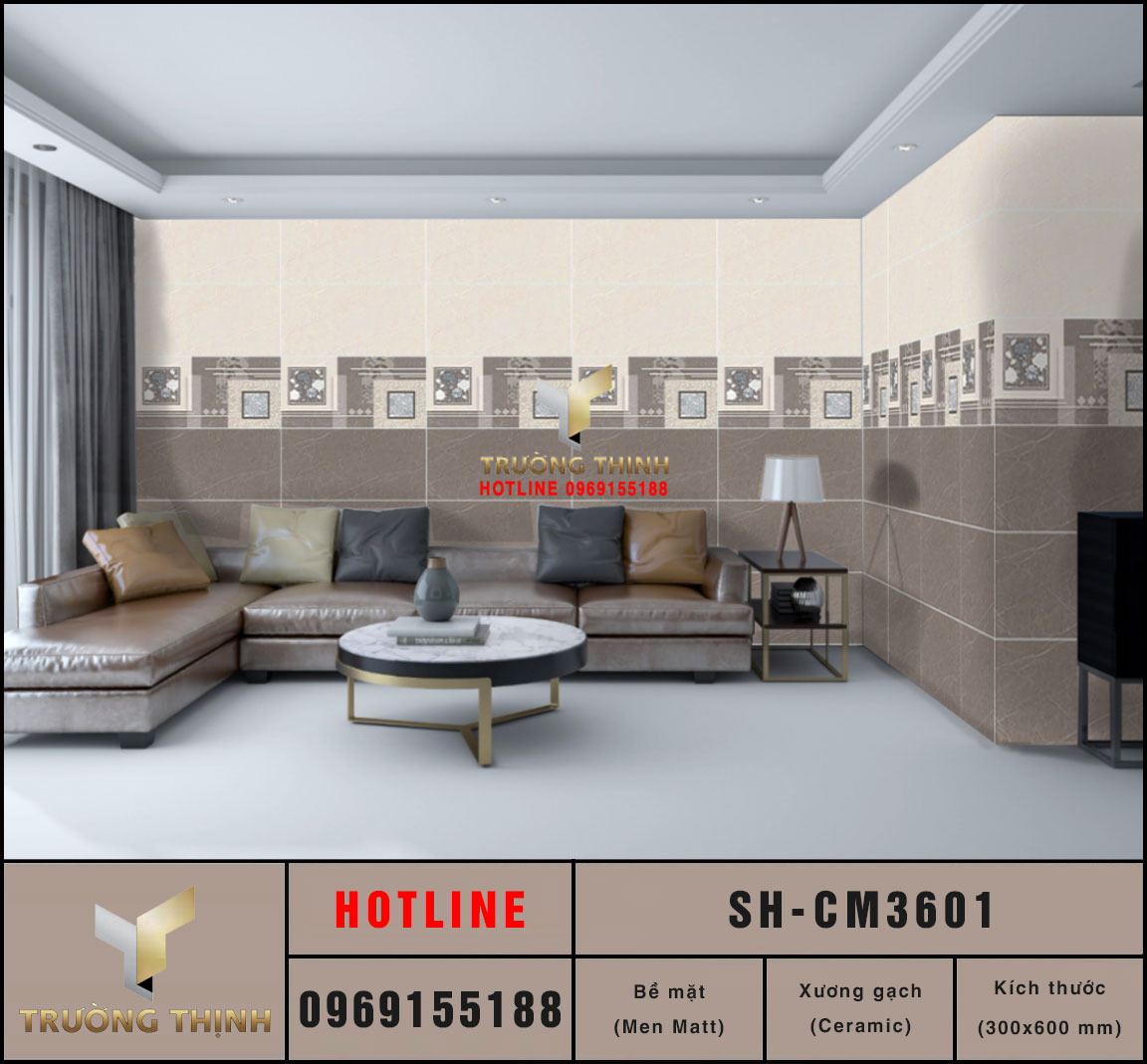 Gạch ceramic vân đá 300x600 Viglacera Sông Hồng SH-CM3601 giá rẻ