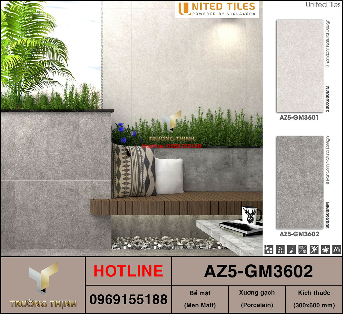 Gạch granite men Matt 300x600 Viglacera AZ5-GM3602 giá tốt