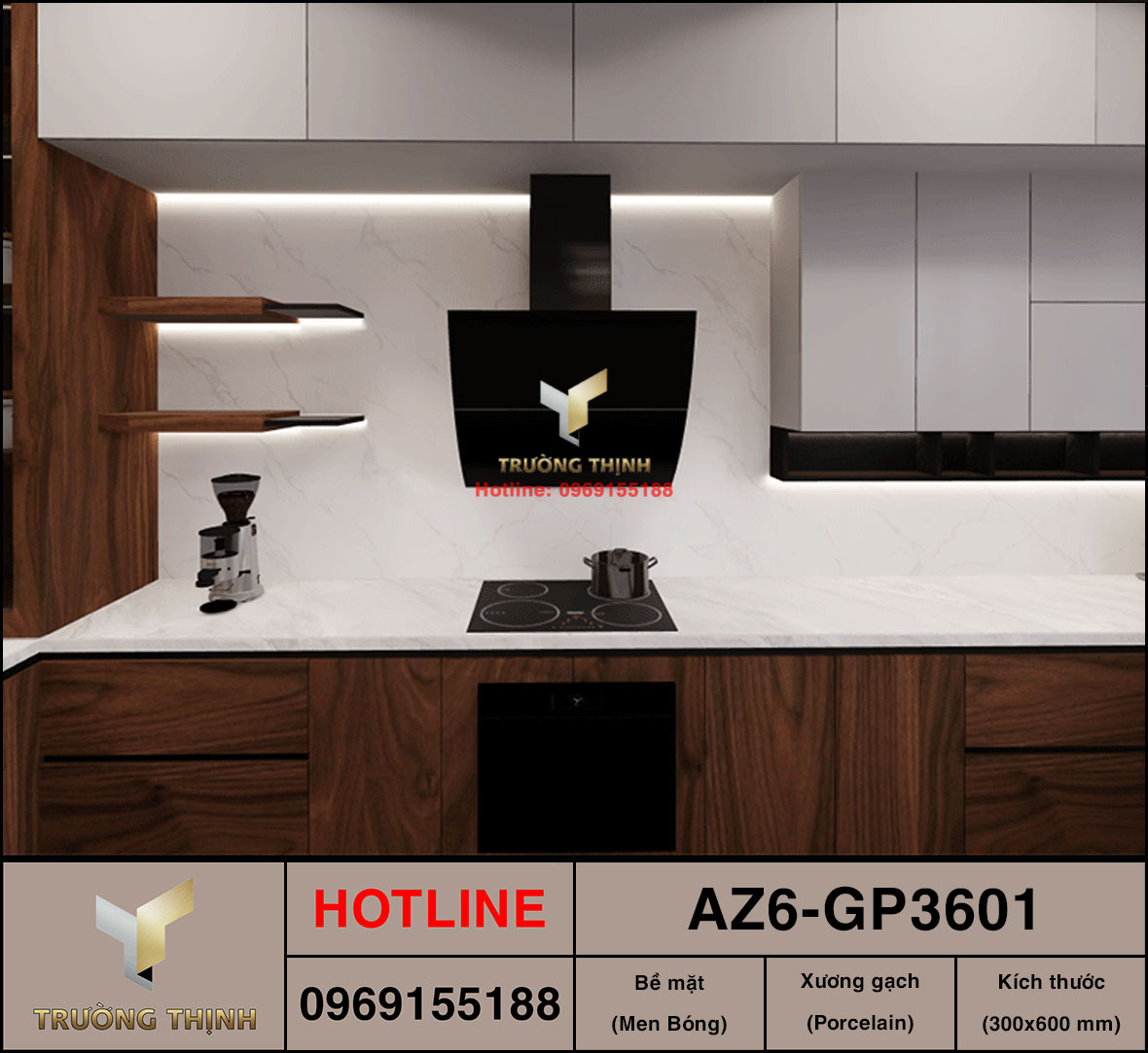 Gạch Grantie vân mây 300x600 Viglacera AZ6-GP3601 màu trắng