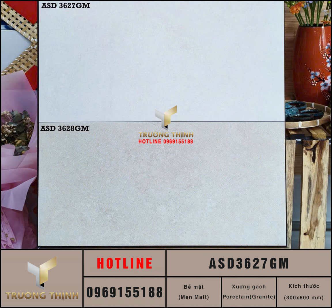 Gạch men Matt vân xi măng màu kem 300x600 Viglacera ASD3627GM – Vẻ đẹp tinh tế từ Bộ sưu tập Ánh Sao Đêm