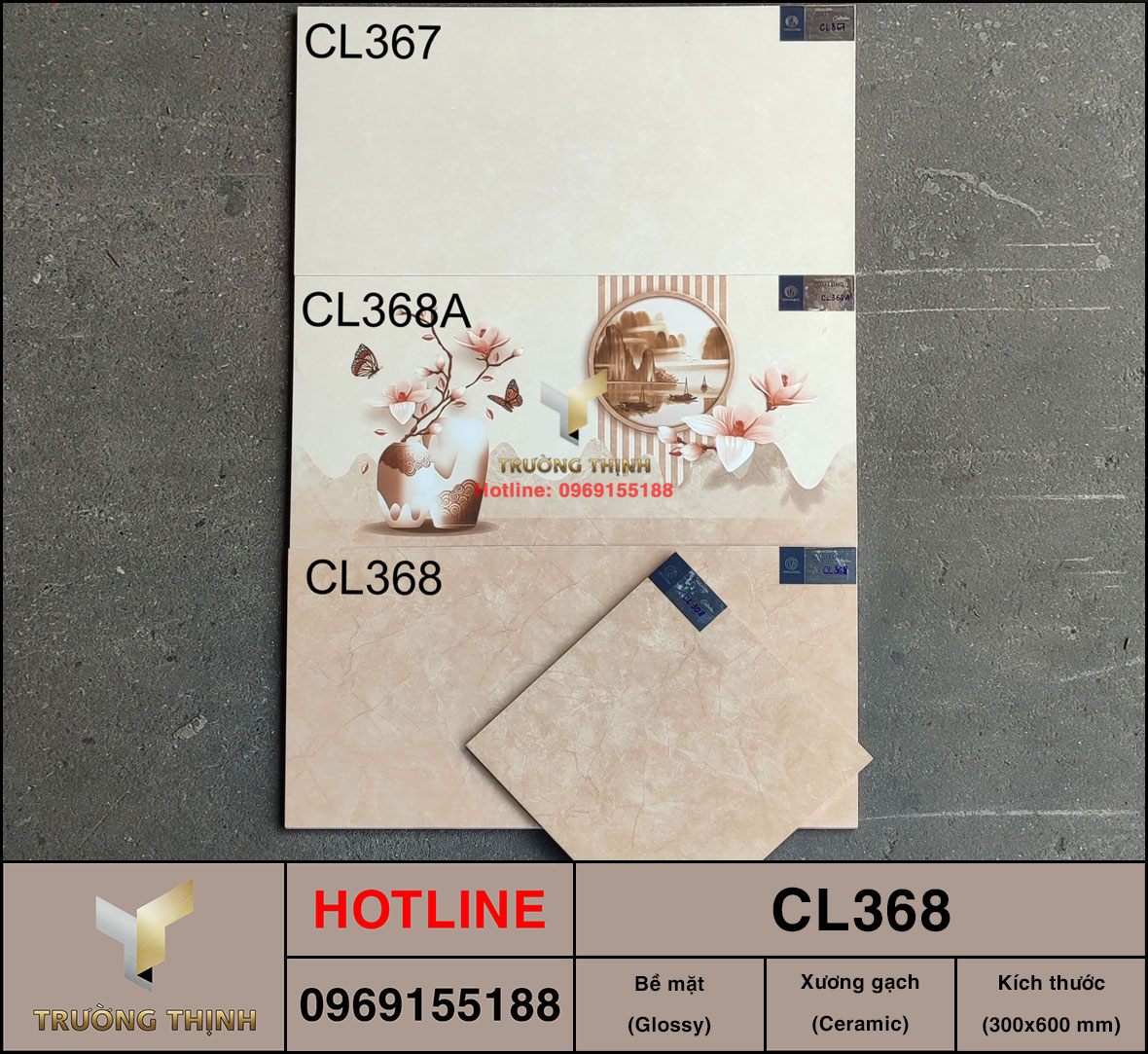 Gạch men ceramic 300x600 Viglacera Cửu Long CL368 vân đá