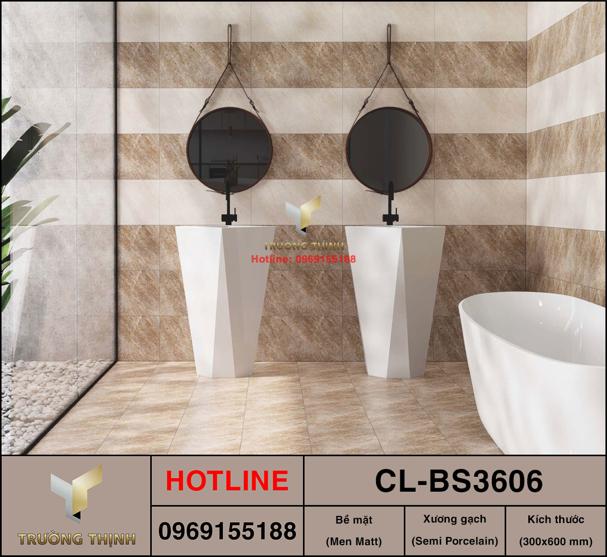 Gạch 300x600 Viglacera Cửu Long CL-BS3606