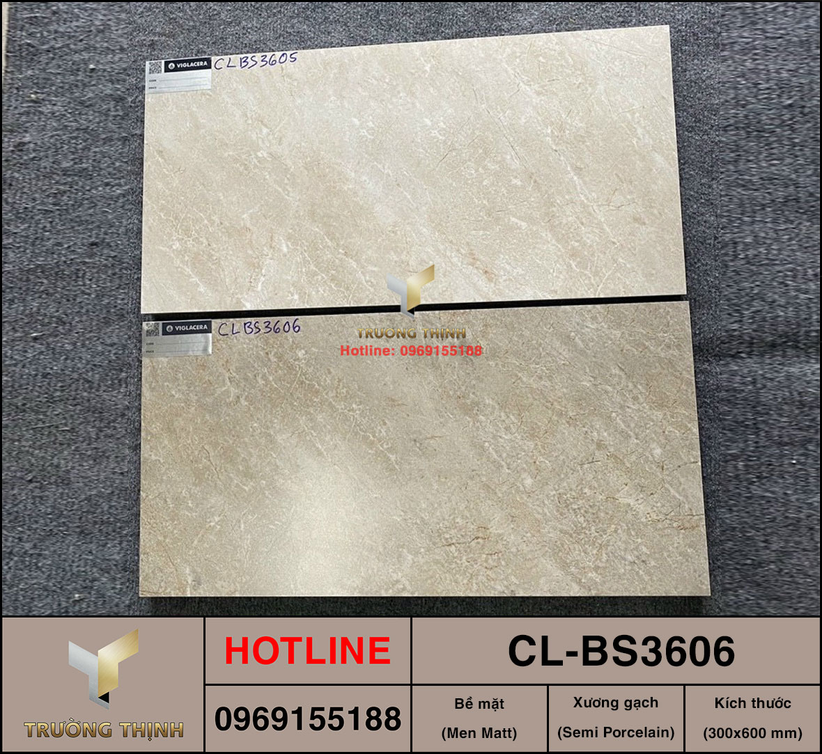 Gạch ốp lát 300x600 Viglacera Cửu Long CL-BS3606 vân đá