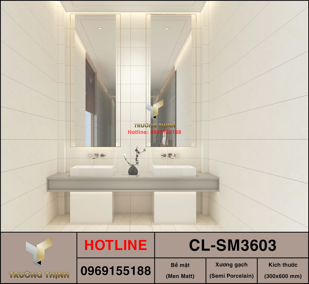 Gạch ốp lát 300x600 Viglacera Cửu Long CL-SM3603 vân đá