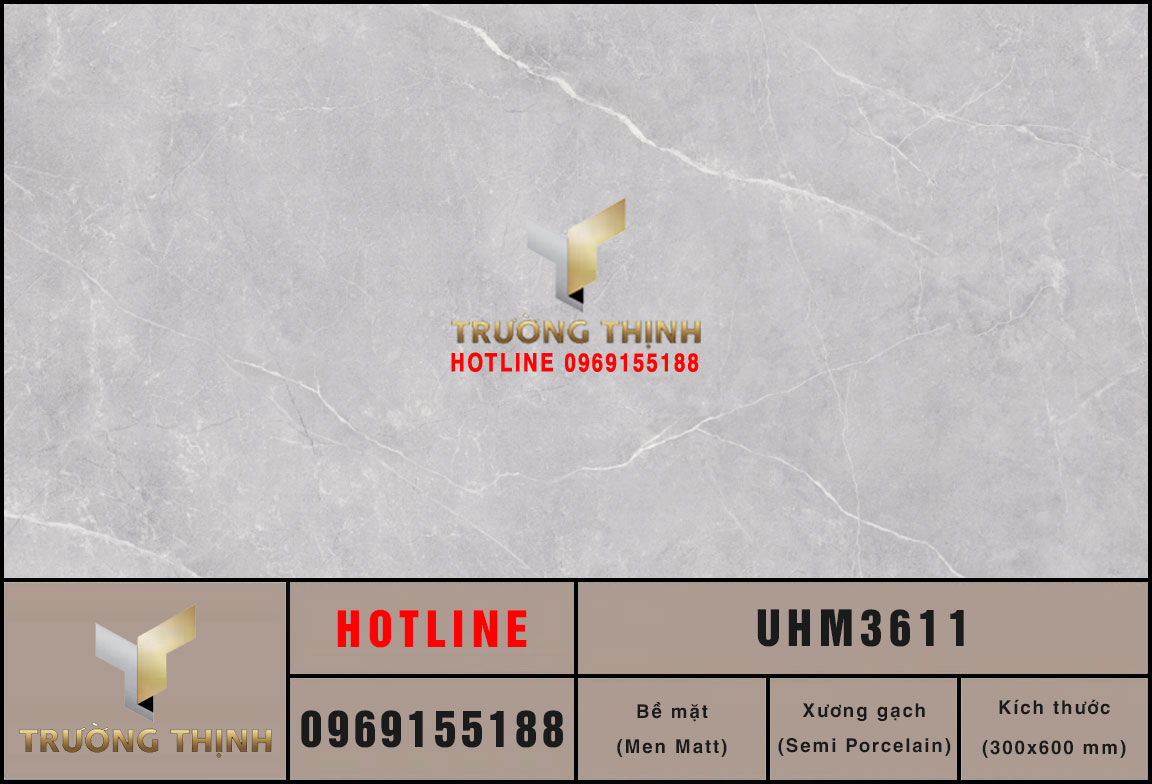 Gạch ốp lát men khô màu xám 300x600 Viglacera UHM3606 – Vẻ đẹp hiện đại và bền bỉ